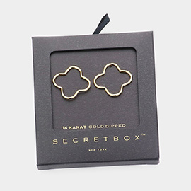 Secret Box _ 14K Gold Dipped Quatrefoil Stud Earrings