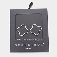 Secret Box _ Sterling Silver Dipped Quatrefoil Stud Earrings