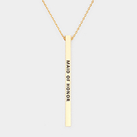 Maid of Honor Metal Bar Pendant Necklace