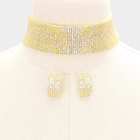 15 Row Mini Crystal Rhinestone Choker Necklace
