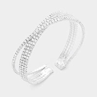 Pave Crystal Rhinestone Crisscross Cuff Bracelet