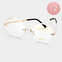 12PCS - Oversized Frameless Round Sunglasses