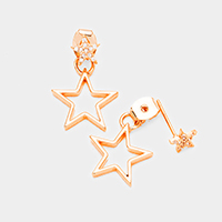 Cubic Zirconia Metal Star Earrings