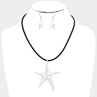 Cord Metal Starfish Pendant Necklace