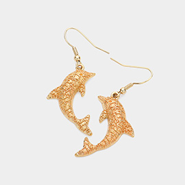 Colored Metal Dolphin Earrings