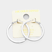 14K White Gold Dipped Metal Hypoallergenic Hoop Earrings