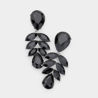 Marquise Glass Crystal Leaf Evening Earrings