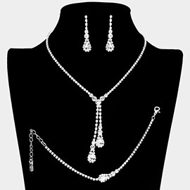 Drop Pave Teardrop Stone  Necklace Jewelry Set