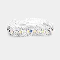 5Rows Crystal Rhinestone Pave Evening Bracelet