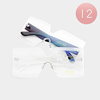 12PCS - Oversized Frameless Square Clear Lens Sunglasses