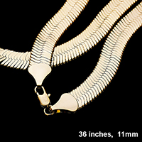 36 INCH, 11mm-Gold Plated Superflex Herringbone Chain Necklace