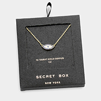 Secret Box _ 14K Gold Dipped CZ Evil Eye Pendant Necklace