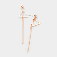 Gold Dipped Geometric Metal Triangle Bar Link Earrings