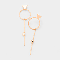 Gold Dipped Geometric Metal Hoop Bar Link Earrings