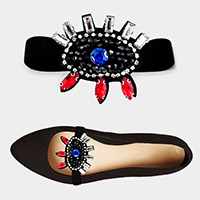 1Pair Multi Beaded Evil Eye Patch Stretch Shoe Accessory