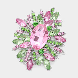 Crystal Flower Leaf Cluster Pin Brooch