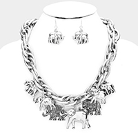 Elephant Fringe Chain Necklace