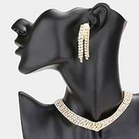 Bubble Crystal Choker Necklace & Clip Earring Set