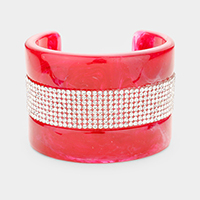 Crystal Embellished Celluloid Acetate Cuff Bracelet