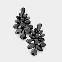 Marquise Floral Crystal Cluster Evening Earrings