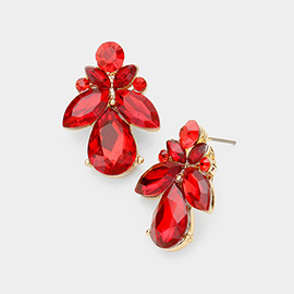 Marquise Floral Crystal Evening Earrings