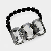 Triple Crystal Rectangle Accented Stretch Hair Band