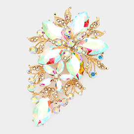 Glass Crystal Flower Cluster Bouquet Pin Brooch