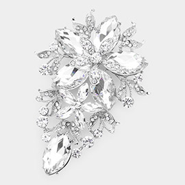 Glass Crystal Flower Cluster Bouquet Pin Brooch