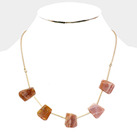 Abstract Natural Stone Station Necklace