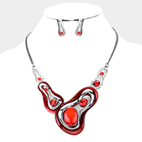 Oval Gem Accented Necklace