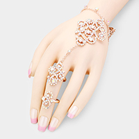 Pave Crystal Rhinestone Hand Chain Evening Bracelet