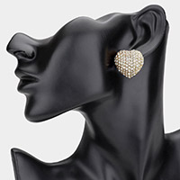 Crystal Embellished Heart Stud Earrings
