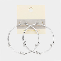 14K White Gold Filled Triple Knot Metal Hoop Pin Catch Earrings