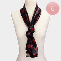 6PCS - Silk Feel Satin Striped Bow Print Scarves