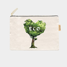 Eco Message Heart Tree Printed Cotton Canvas Eco Pouch Bag