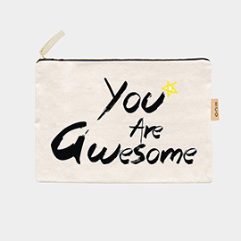 You Are Awesome Message Star Printed Cotton Canvas Eco Pouch Bag