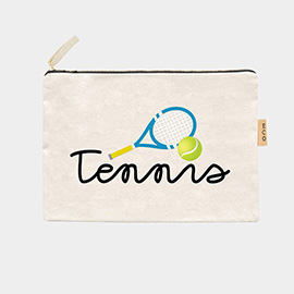 Tennis Message Cotton Canvas Eco Pouch Bag