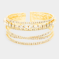 Crystal Round Rhinestone Pave Cuff Bracelet