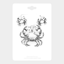 Embossed Metal Crab Magnetic Pendant Set