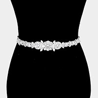 Crystal Pave Bow Sash Ribbon Bridal Wedding Belt / Headband
