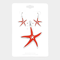 Enamel Starfish Pendant Set