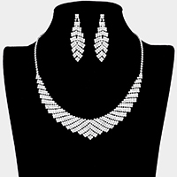 Curved Pave Crystal Rhinestone Necklace