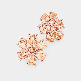 Crystal Round Floral Evening Stud Earrings