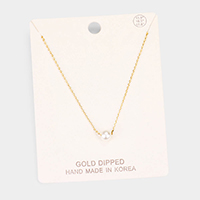 Gold Dipped 6 mm Pearl Pendant Necklace