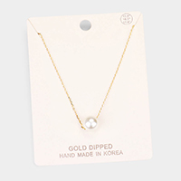 Gold Dipped 10 mm Pearl Pendant Necklace