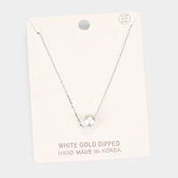 White Gold Dipped 10 mm Pearl Pendant Necklace