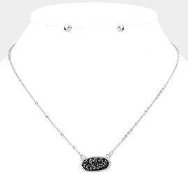 Druzy Hexagon Pendant Necklace