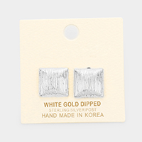 White Gold Dipped Square Stud Earrings