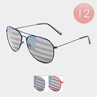 12PCS - American Flag Lens Aviator Sunglasses