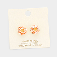 Gold Dipped Knot Stud Earrings